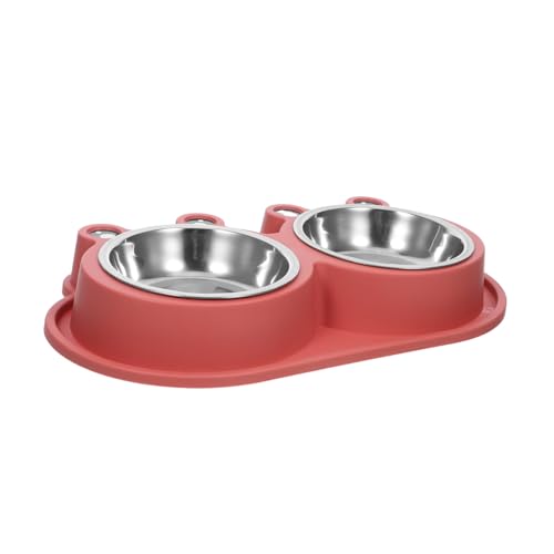 BESTonZON Doppelter Hundenapf mit Antimikroben-Schutz Rostfreier Metall Futter Wassernapf mit Anti-auslauf Kunststoffbasis Kleiner Napf für Welpen und Kleine Haustiere Hygienisches Design von BESTonZON