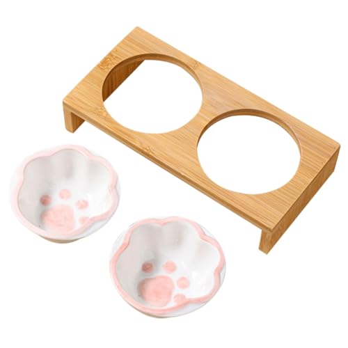 BESTonZON Erhöhte Keramik Katzennäpfe mit Bambusständer Teiliges Ergonomisch Gestaltet Spülmaschinenfest Kratzfest Wiederverwendbar für Katzen und Kleine Haustiere BESTonZON Erhöhte Keramik Katzennäpfe mit Bambusständer Teiliges Ergonomisch Gestaltet Spülmaschinenfest Kratzfest Wiederverwendbar für Katzen und Kleine Haustiere von BESTonZON