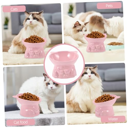BESTonZON Erhöhter Keramik Katzennapf mit Rutschfestem Stand Schräger Futternapf für Katzen und Kleine Hunde Ergonomisch Gestaltet für Angenehmes Fressen und Schutz der Halswirbelsäule Rosa von BESTonZON