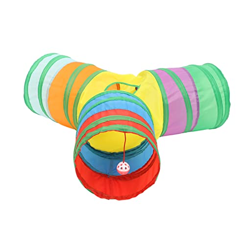 BESTonZON Faltbarer Katzen Spieltunnel aus Strapazierfähigem Polyester Bunter Outdoor Katzentunnel für Aktives und Verstecken Fördert Bewegung und Interaktion mit Kätzchen von BESTonZON