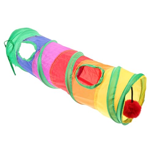 BESTonZON Faltbarer Katzentunnel aus Robustem Material für Innen Katzen und Kleine Haustiere Interaktiver Spielspaß Bewegung und Verstecken Buntes Design für Kätzchen und Freigänger von BESTonZON