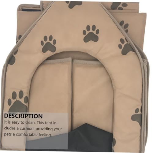 BESTonZON Faltbares Hundezelt mit Weichem Kissen Tragbare Haustierhütte für Drinnen und Draußen Warmes Komfortables Hundebett mit Niedlichem Pfotenmuster Leicht zu Reinigen für Kleine bis von BESTonZON