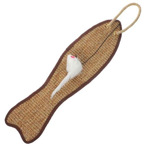 BESTonZON Fischförmige Sisal Kratzmatte für Katzen Handgewebt Robust Schutzt Möbel und Teppiche mit Futteröffnung zum Langlebiges Kratzbrett für Katzen zur Krallenpflege und von BESTonZON