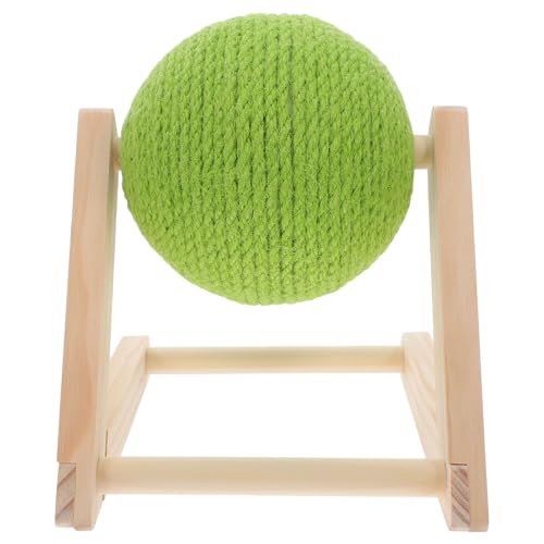 BESTonZON Großer Interaktiver Natürlicher Kratzball mit Holzständer für Indoor Tierbewegung und Lustiges Spiel Kratzbrett für Katzen und Kleintiere von BESTonZON
