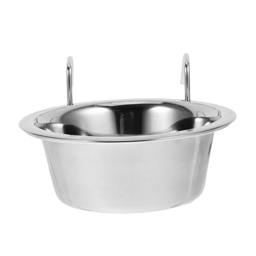 BESTonZON Hängender Hundenapfständer modern Käfig Schüssel Katzenfutter Hundenäpfe montiert hundekäfig hundezubehör Tierfutterbehälter Futterautomat für Haustiere Rostfreier Stahl Silver von BESTonZON