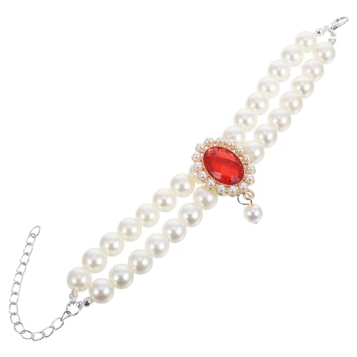BESTonZON Halskette Mit Haustierperlen Welpenhalskette Für Kleine Hunde Katzenhalsband Kleine Haustieranhänger Halskette Für Katze Hundehalsbänder Für Mädchen Hochzeitskragen Rot Abs von BESTonZON