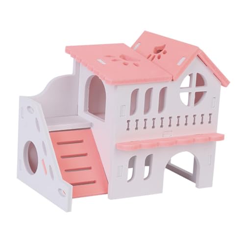 BESTonZON Doppelstöckiges Hamsterhaus aus Naturholz Spielzeug für Kleintiere Gemütlicher Unterschlupf und Kauspaß für Hamster und Mäuse Langlebig und Geruchsneutral Zubehör für Haustiere von BESTonZON