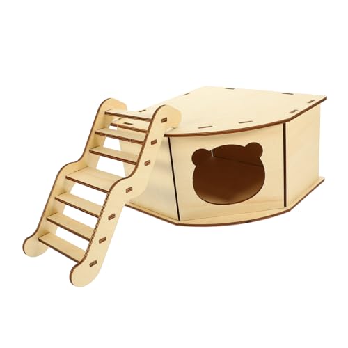 BESTonZON Hamster Holzhaus DIY Teilig mit Leiter Langlebiges Beißfestes Nagetier Versteck und Schlafplatz Privater Rückzugsort für Hamster und Kleine Kleintiere Sicheres Holzspielzeug für von BESTonZON