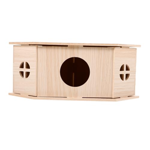BESTonZON Hamster Holzhaus Dreieckiges Versteck Schlafplatz Kleintier Haus aus Glattem Strapazierfähigem Holz für Meerschweinchen Ratten und Zwerghamster Dunkler Rückzugsort mit von BESTonZON