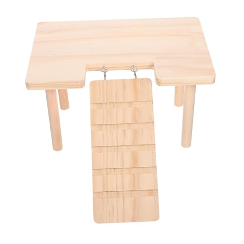 BESTonZON Hamster Holzplattform mit Kletterleiter aus Langlebigem Holz für Mehrstufigen Kleintierkäfig Multifunktionaler Spielplatz für Bewegungsfreudige Hamster Sicher zum Kauen und von BESTonZON