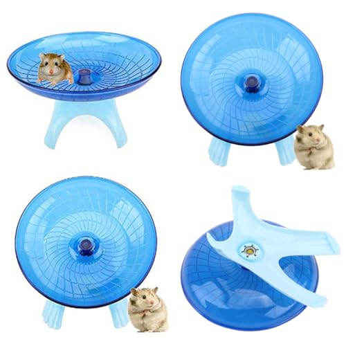 BESTonZON Hamster Laufrad Fliegende Untertasse Blau Ruhiges Langlebiges Kleintier Übungsrad für Zwerghamster Ratten und Kleine Haustiere rutschfeste Non Run Disc für Gesundes Training von BESTonZON