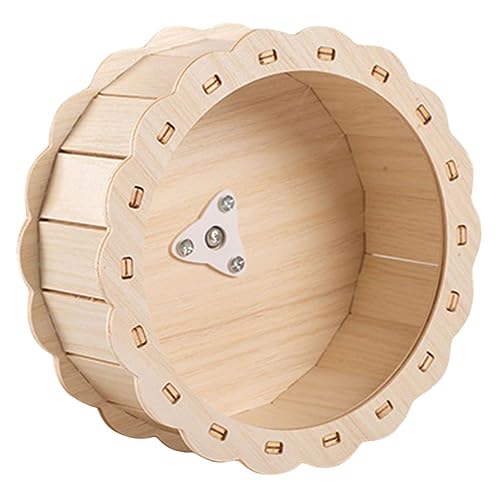 BESTonZON Hamster Laufrad aus Holz Sonnenblumen Design Leise und Sicher für Kleine Haustiere Wie Hamster Eichhörnchen und Igel Fördert Bewegung und Spielspaß von BESTonZON