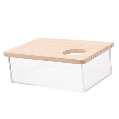 BESTonZON Hamster Sandbad Box aus Klarem Langlebig und Praktisch Mittlere mit Gelbem Deckel Vielseitig als Bade und Toilette für Hamster Rennmäuse und Meerschweinchen Geeignet von BESTonZON