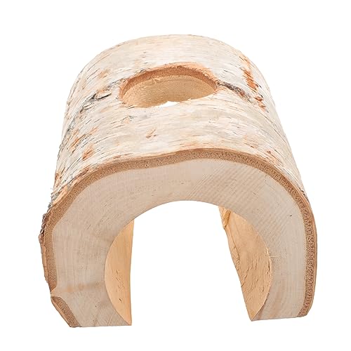 BESTonZON Hamster Tunnel aus Natürlichem Birkenholz Breit Multifunktionales Versteck und Spieltunnel für Hamster Rennmäuse Meerschweinchen Robustes Kauspielzeug und Rückzugsort von BESTonZON