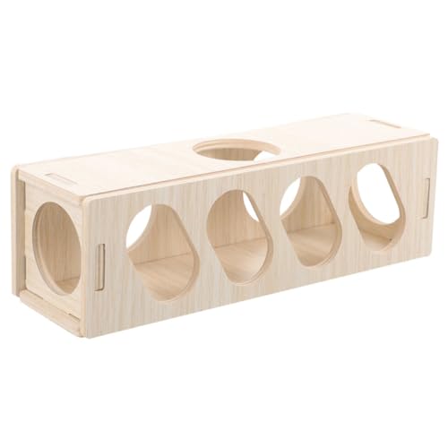 BESTonZON Hamster Tunnel aus Natürlichem Holz Stabiles Versteck und Lauftunnel für Meerschweinchen und Kleintiere Langlebiges Nagergehege Zubehör Geräumiges Versteckhaus für Kleine von BESTonZON