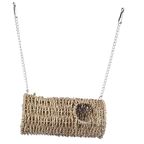 BESTonZON Hamster Tunnelhaus aus Handgeflochtenem Stroh Langlebiges Kleintier mit Aufhängung Geeignet für Hamster Rennmäuse Ratten Igel und Papageien als Nest und Versteck von BESTonZON