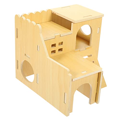 BESTonZON Hamster Versteck Aus Hamsterspielzeug Für Nager Und Sicheres Nest Mit Spielmöglichkeiten Für Kleine Haustiere Holzhamsterkäfig Mit Spielplatzfunktion von BESTonZON