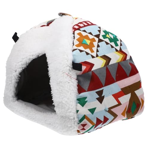 BESTonZON Hamster Versteck Haus Warmes Kuschelnest mit Fleece Innenfutter Hängend für Hamster Chinchilla Meerschweinchen Kleintiere Winterhaus Rosa Groß von BESTonZON