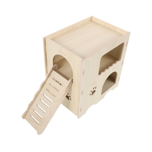 BESTonZON Hamsterhaus Aus Massivem Holz Hamsterspielzeug Hamsterhaus Gemütliches Kletterversteck Gehegeröhren Meerschweinchen Lebensraum Kleiner Hamsterkäfig Stall Nest Häuser von BESTonZON