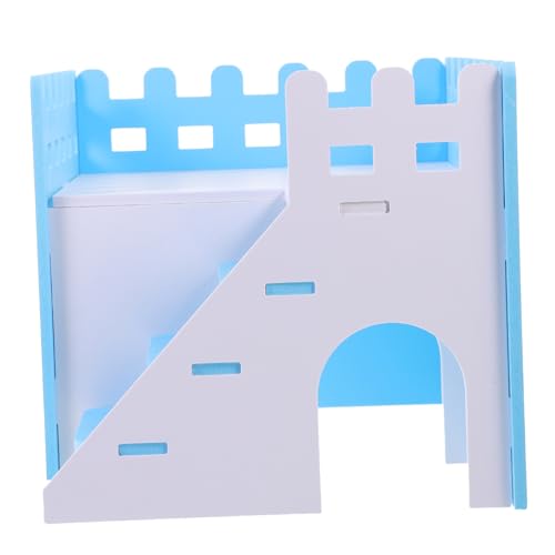 BESTonZON Hamsterhaus Doppelstock Holzvilla mit Rampe Robust und Glatt Sicheres Versteck für Hamster und Chinchillas Geräumiges Mehrkammernhaus für Kleintiere Schlafen von BESTonZON