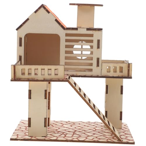 BESTonZON Hamsterhaus Holz Mehrkammernhaus Kleintier Versteck Hütte für Innenbereich Kleintiere Wie Hamster Rennmäuse Meerschweinchen Bietet Rückzugsort Spiel und Kletterspaß von BESTonZON