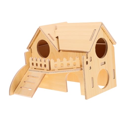 BESTonZON Hamsterhaus aus Holz Robustes Nagerversteck mit Tunnelspiel Geeignet für Zwerghamster Rennmäuse Meerschweinchen Stilvolles und Langlebiges Kleintier Zubehör von BESTonZON