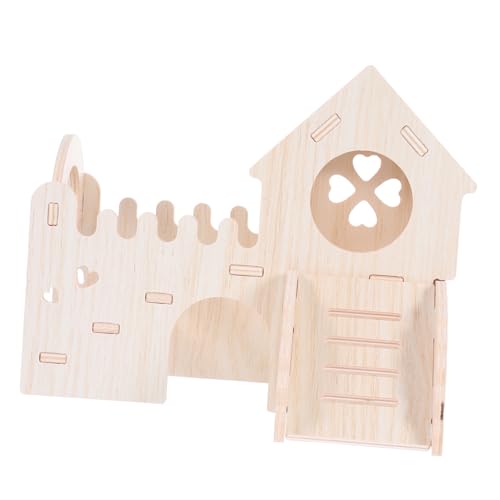 BESTonZON Hamsterhütte Kletterleiter Rutsche Zubehör Für Hamsterkäfige Kleintierversteck Holz-Hamster-Labyrinth Hölzern Khaki von BESTonZON