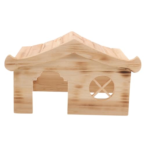 BESTonZON Hamsterhütte aus Holz Haustierversteck für Hamster und Chinchillas Sicheres und Niedliches Spielhaus für Kleine und Ausruhen Wiederverwendbar von BESTonZON