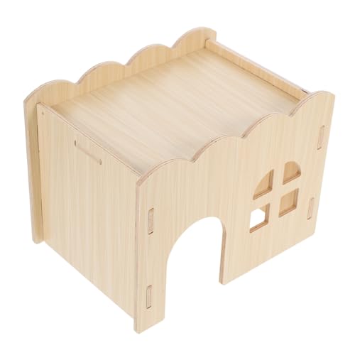 BESTonZON Hamsterversteck Rattenversteck Aus Holz Rattenhaus Aus Holz Hamster Verstecken Entzückendes Rattenversteck Chinchilla-versteck Hamster Unbemaltes Beige Hölzern von BESTonZON