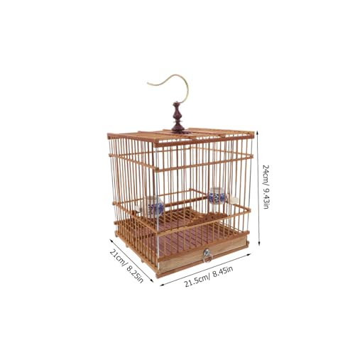 BESTonZON Handgefertigter Vogelkäfig mit Herausnehmbarem Boden Rechteckig Carbonisiertes Bambusmaterial Langlebig und mit Türverschluss für Singvögel Wie Zosterops und Goldfinken Natürlicher von BESTonZON