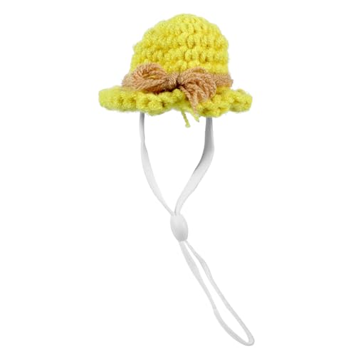 BESTonZON Mini-strickmütze Für Kleintiere Handgestrickte Kleine Mütze Mit Verstellbarem Riemen Haustierzubehör Für Hamster Vögel Und Reptilien von BESTonZON