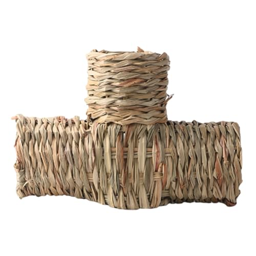 BESTonZON Handgewebter Hamster Tunnel für Kleintiere Verstecktunnel für Meerschweinchen Chinchillas und Hamster Sicheres aus Hochwertigem Grasmaterial für Käfigzubehör von BESTonZON
