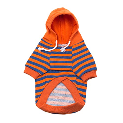 BESTonZON Haustier Gestreiftes Sweatshirt Hunde-Pyjama Haustierbekleidung Für Hunde Haustierkleidung Overall Hundehemd Klein Hundekleidung Haustier Kostüme Haustier -Outfit Orange Baumwolle von BESTonZON