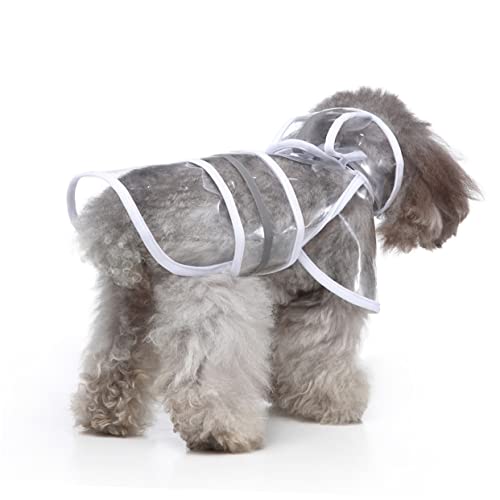 BESTonZON Haustier Hund Overall schützend Kleiner Hund Regenmantel Wasserdicht Haube Hundejacke groß Welpe Regenjacke mit Kapuze für Haustiere Reflektierende Regenbekleidung für Hunde Weiß von BESTonZON