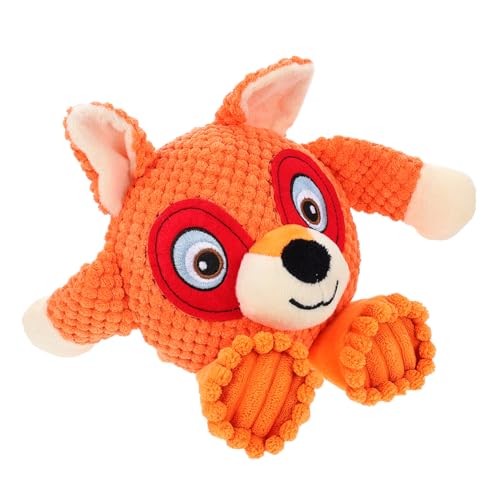 BESTonZON Haustier Kuschelspielzeug mit Quietschfunktion Langlebiges Welpen Kauspielzeug Interaktives Zahnpflege für Hunde Drinnen Robustes Molaren Orange Schützt Möbel und Kleidung von BESTonZON