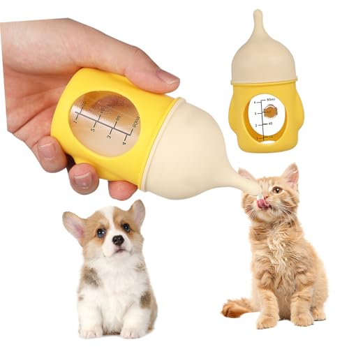 BESTonZON Haustierflasche Für Neugeborene Kätzchen Und Welpen Wiederverwendbare Stillflasche Mit Ergonomischem Einfacher Reinigung Und Klarer Für Präzise Fütterung von BESTonZON