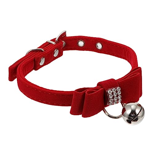 BESTonZON Haustierhalsband pet Supplies haustierbedarf zubehör Verstellbares katzenhalsband klein groß Kragen Hund Glocke Glockenhalsband für Welpen Samtstoff rot von BESTonZON