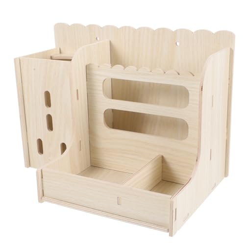 BESTonZON Holz Futterhalter für Kleintiere Multifunktionaler Futterspender aus Natürlichem Holz Geeignet für Kaninchen Meerschweinchen Hamster und Andere Kleine Haustiere Langlebig und von BESTonZON