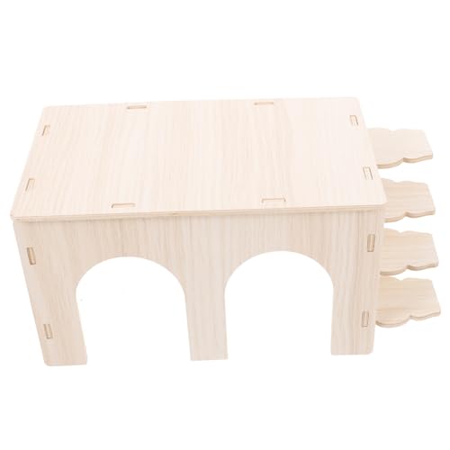 BESTonZON Holz Hamsterhaus mit Leiter Doppeltüriges Versteck für Meerschweinchen und Kleintiere Natürliches Nistplatz Zubehör Gemütliches Versteck für Hamster Ratten Kleine Kaninchen von BESTonZON