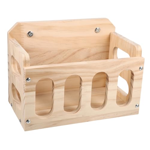 BESTonZON Holz Heuraufe Kaninchen Futterstation mit Zaun Design zur Futterreduktion Langlebiger Nager Heufutterspender für Kaninchen Meerschweinchen und Hamster Sicher und Einfach im Käfig von BESTonZON