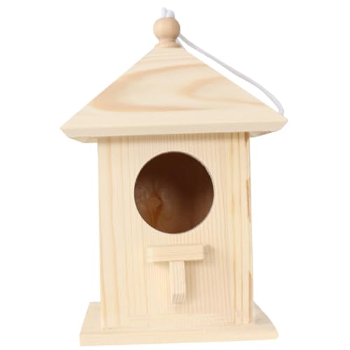 BESTonZON Holz Vogelhaus für Kleine Hängendes Wetterfestes Nistkästchen für Garten und Innenbereich für Wellensittiche Papageien und Nistverhalten von BESTonZON