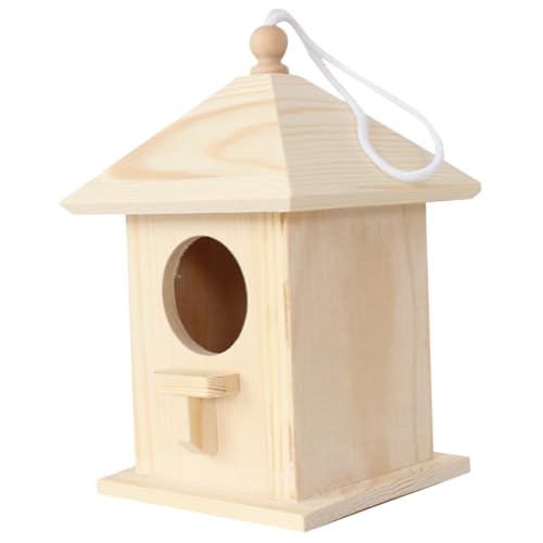 BESTonZON Holz Vogelhaus für Kleine Vögel Wetterfestes Stabiles Nistkasten mit Aufhängung und Stabilem Boden Geeignet als Outdoor Deko und Sicherer Brutplatz für Sperlinge Meisen Kleine von BESTonZON