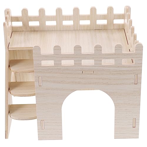 BESTonZON Holzhamsternest für Kleine Haustiere Bissbeständiges Hamsterspielzeug Mehrzweck Kauspielzeug Schlafhaus und Versteck für Hamster Chinchillas und Andere Kleintiere von BESTonZON