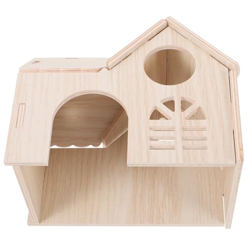 BESTonZON Holzhaus für Kleintiere Stabiles Sicheres Hamsterversteck mit Gemütlichem Schlafplatz Geeignet für Zwerghamster Mäuse Kleine Meerschweinchen Natürlicher Rückzugsort und Spielhaus von BESTonZON