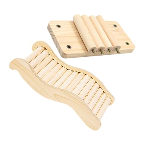 BESTonZON Holzleiter und Plattform für Kleine Haustiere Natürliche Kletterleiter und Ruheplatz für Hamster Rennmäuse und Chinchillas Sichere Glatte Oberfläche Fördert Aktivität und Erkundung von BESTonZON