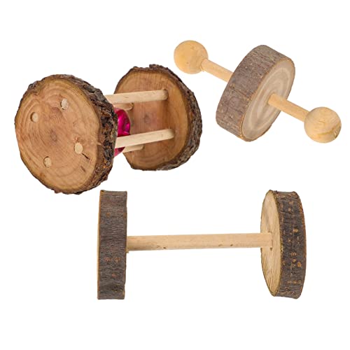 BESTonZON Holzspielzeug für Kleintiere Teiliges mit Glockenrolle Horizontaler Stange und Spielrad für Hamster Kaninchen und Nager Fördert Zahngesundheit und Spielspaß von BESTonZON