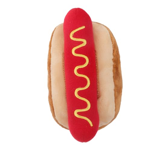 BESTonZON Hot-Dog-Puppe Kuscheltier für Hunde Welpenzahnen Haustierspielzeug zum Hundegeburtstag Interactive Dog Toys hundekuscheltier Kauspielzeug für Hunde Haustier Plüsch rot von BESTonZON