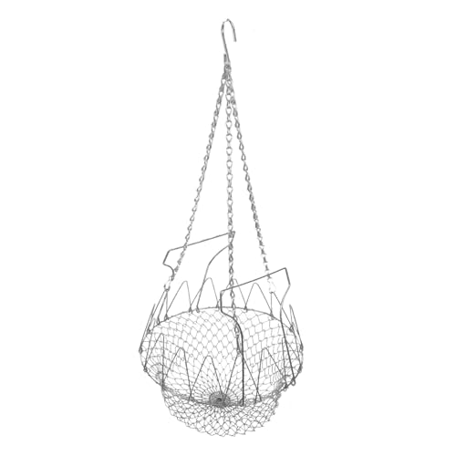 BESTonZON Hühnerfutter Hängende Küken -Gemüsehalterin hängender Kettenkorb Leckerli-Halter für Hähnchen Metallfutterkorb Bequemer Feeder -Korb Korb aus Metall Korbmaterial: Edelstahl Silver von BESTonZON