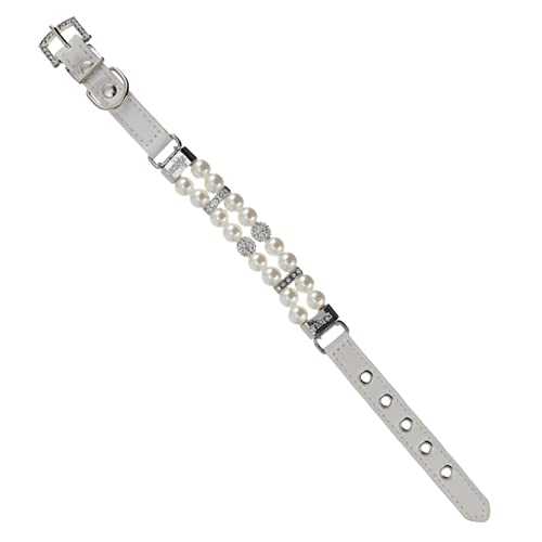 BESTonZON Hundehalsband Mit Perlenanhänger Klein Modisch Verstellbare Schnalle Hundehalsband Perlenhalsband Für Hunde Hochzeit Perlenhalsband Haustier Große von BESTonZON