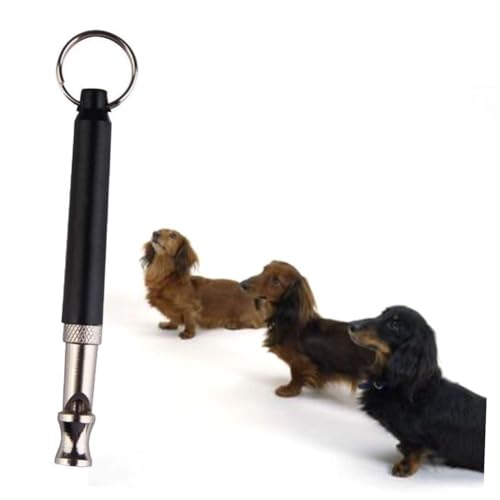 BESTonZON Hundepfeife mit Trageband Schwarz Einstellbare Hundetrainingspfeife Humane Antibell Hundepfeife für Effektives Training und Rückruf Nicht für Menschen Nickelfreies Messing von BESTonZON
